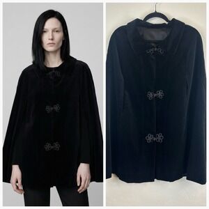 Gothic Black Velvet Parka Cloak One Size Vampire Witchy Halloween Arm Holes Goth